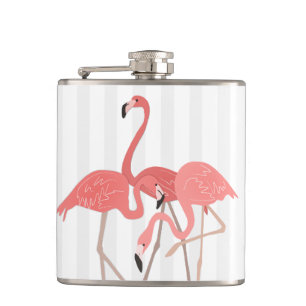Flamingo Trio and Stripes Flask