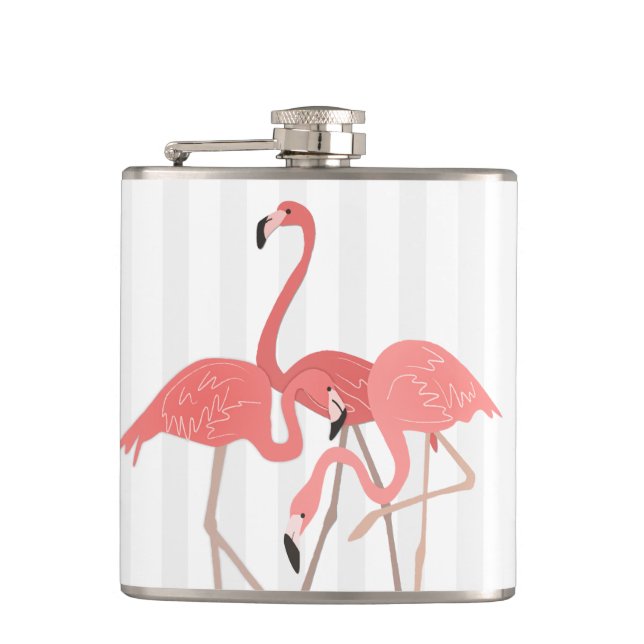 Flamingo Trio and Stripes Flask (Front)