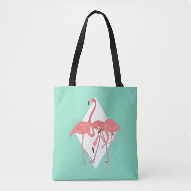 Flamingo Trio Tropical Tote Bag (Front)
