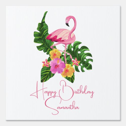 Flamingo Tropical Beach Birthday Party Custom Sign