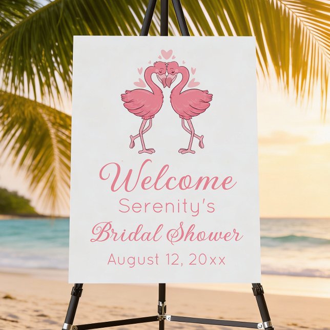 Flamingo Tropical Beach Bridal Shower Welcome Foam Board (Creator Uploaded)