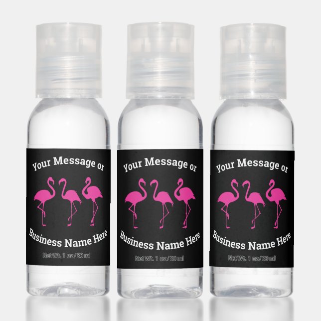Flamingo Tropical Beach Business Message Logo Name Hand Sanitizer (Set)