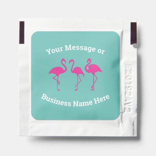 Flamingo Tropical Beach Business Message Logo Name Hand Sanitizer Packet