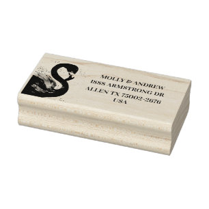 Flamingo Tropical Bird Wedding Return Address Rubber Stamp
