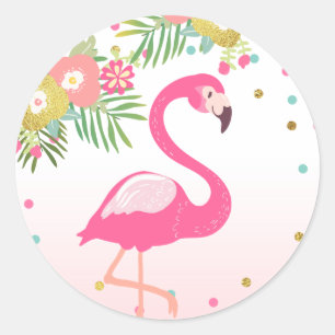 Flamingo Tropical Birthday Envelope Seal Sticker