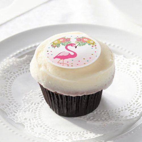 Flamingo Tropical Birthday Frosting Cupcake Topper Edible Frosting Rounds