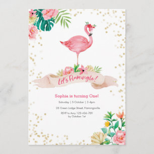 Flamingo Tropical Birthday Invitation