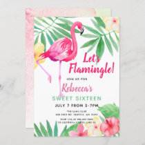 Flamingo tropical Birthday party Invitations