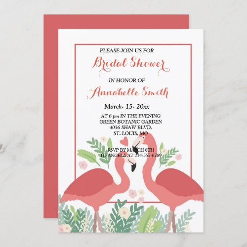 Flamingo Tropical bridal shower Invitation