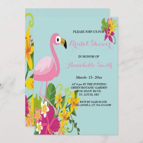 Flamingo Tropical Bridal Shower Invitation