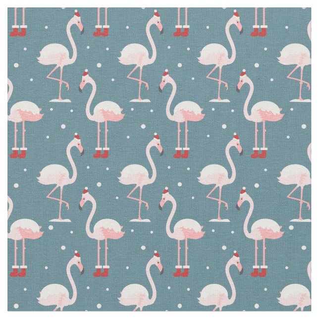Flamingo Tropical Christmas Fabric (Close Up)