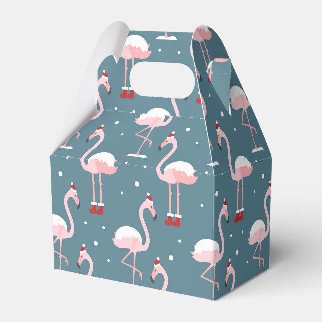 Flamingo Tropical Christmas Favor Boxes (Front Side)