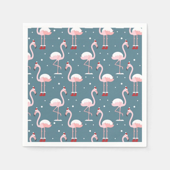 Flamingo Tropical Christmas Napkins (Front)