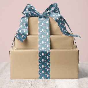 Flamingo Tropical Christmas Satin Ribbon