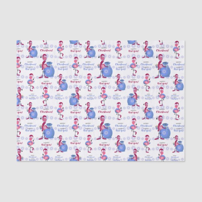 Flamingo Tropical Christmas  Tissue Paper (Front)