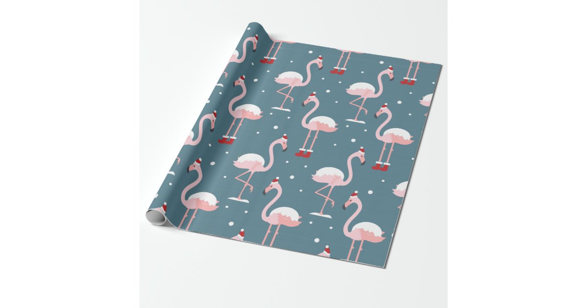 Flamingo Tropical Christmas Wrapping Paper | Zazzle