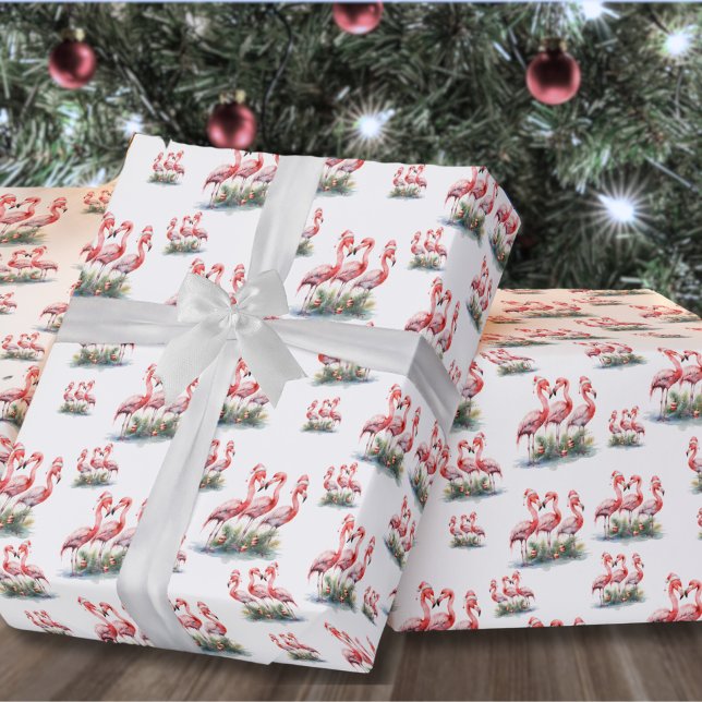 Flamingo Tropical Christmas Wrapping Paper (Flamingo Tropical Beach Christmas Wrapping Paper)