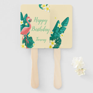 Flamingo Tropical Hand Fan