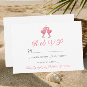 Flamingo Tropical Hawaiian Luau Beach Wedding RSVP Card