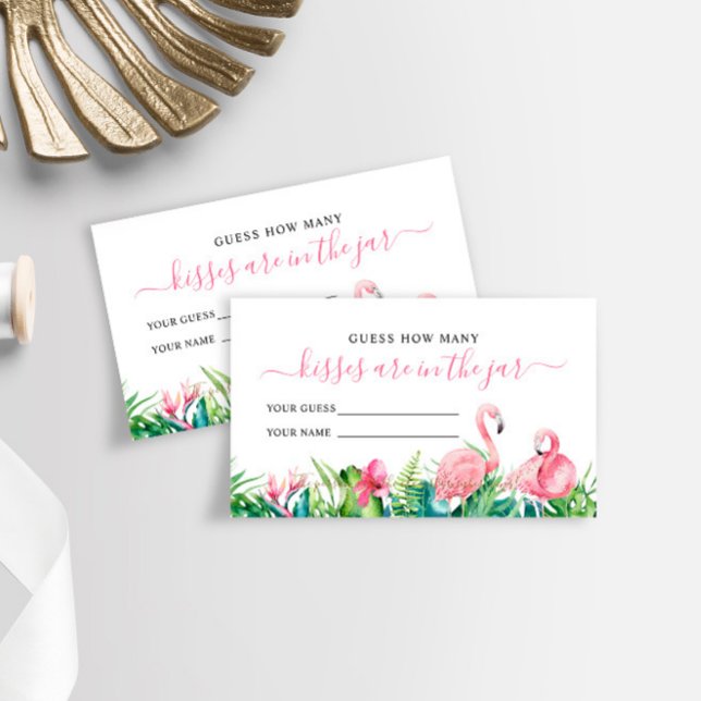 Flamingo Tropical How Many Kisses Shower Game card (Creator Uploaded)