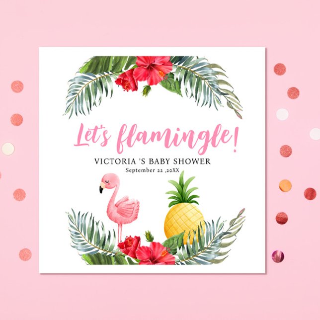 Flamingo Tropical Its a Girl Baby Shower  Napkins (Creator Uploaded)