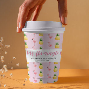 Flamingo Tropical Its a Girl Baby Shower Paper Cups