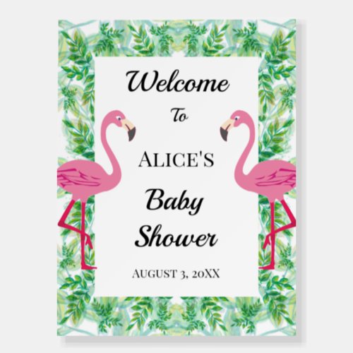 Flamingo Tropical Jungle Baby Shower Welcome Foam Board