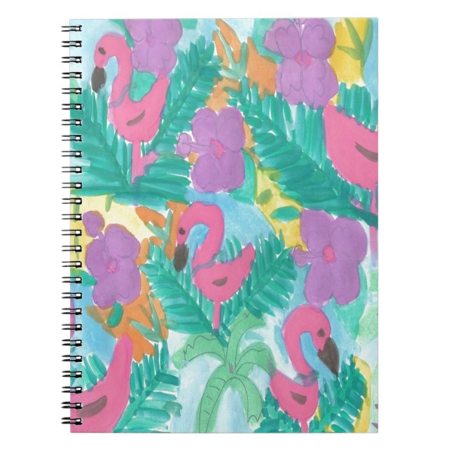 Flamingo Tropical Jungle Pattern Notebook (Front)