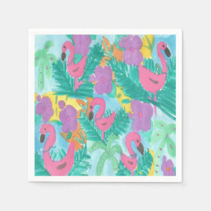 Flamingo Tropical Jungle Print Napkins