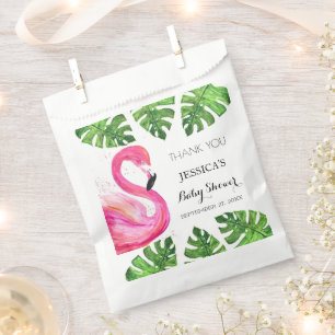 Flamingo Tropical Leaves Baby Shower Party Favor Bag