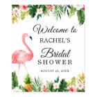 Flamingo Tropical Leaves Floral Bridal Shower Sign