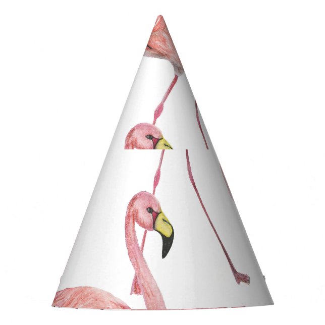 Flamingo Tropical Leaves Watercolor Pattern Party Hat (Front)