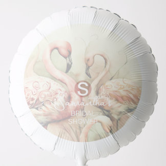 Flamingo Tropical Monogram Bridal Shower Wedding Balloon