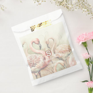 Flamingo Tropical Monogram Bridal Shower Wedding Favor Bag