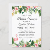 Flamingo Tropical Palm Leaves Floral Bridal Shower Invitation (Front)