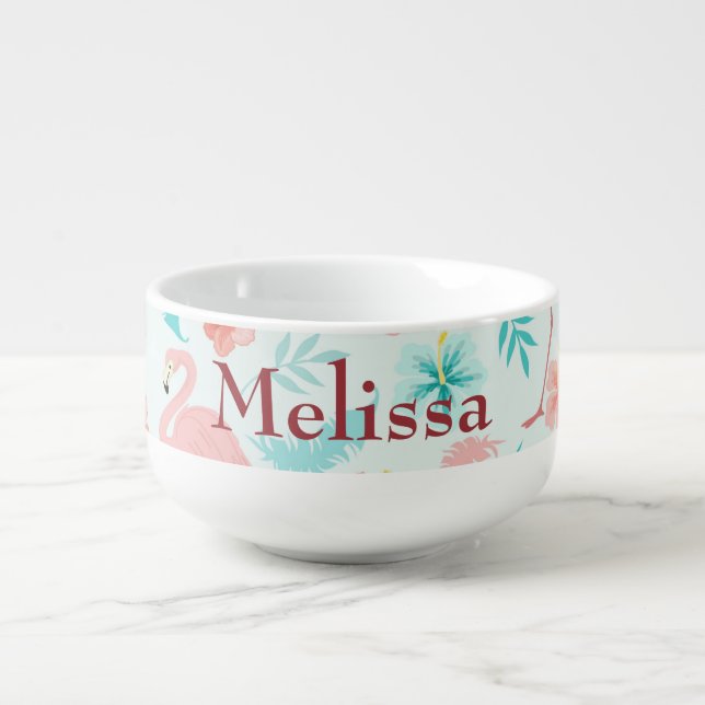 Flamingo Tropical Paradise Soup Mug (Front)