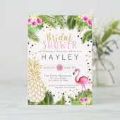 Flamingo Tropical Pineapple Bridal Shower Invite (Standing Front)