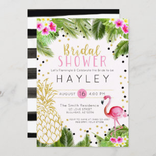 Flamingo Tropical Pineapple Bridal Shower Invite
