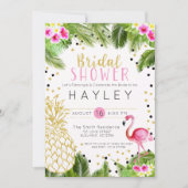 Flamingo Tropical Pineapple Bridal Shower Invite (Front)