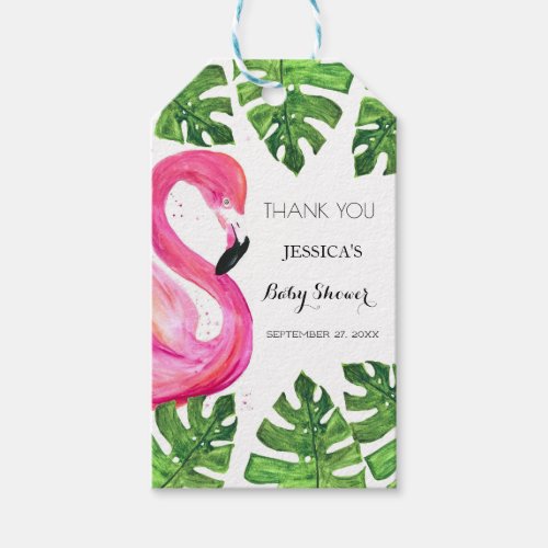 Flamingo Tropical Pink Baby Shower Party Favor Gift Tags