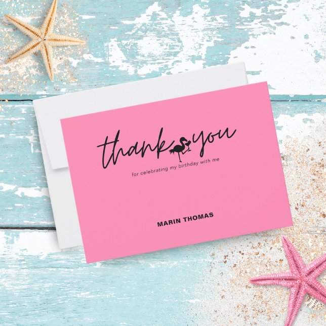 Flamingo Tropical Pink Birthday Thank You Card (Creator Uploaded)