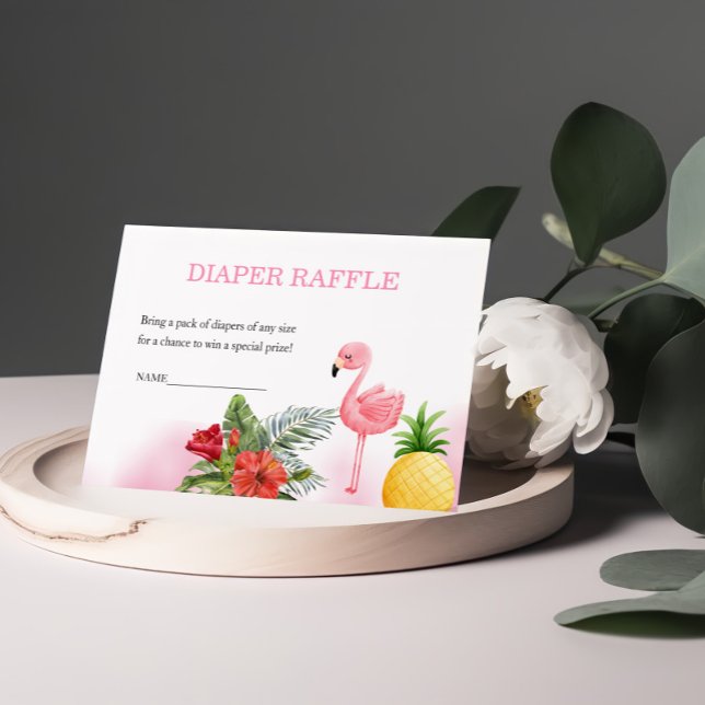 Flamingo Tropical Pink Diaper Raffle Enclosure Card (Creator Uploaded)