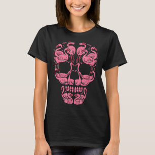 Flamingo Tropical Pink Flamingo Skull Breast Cance T-Shirt