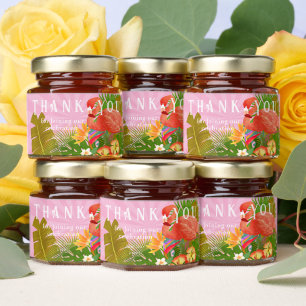Flamingo Tropical Pink Thank You Honey Jar Favors