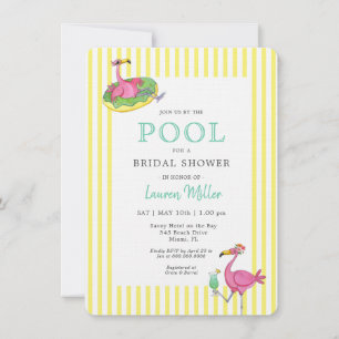 Flamingo Tropical POOL party  Bridal shower  Invitation