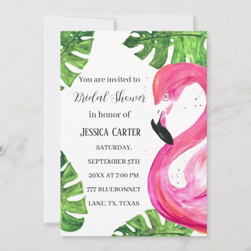 Flamingo Tropical Summer Hawaiian Bridal Shower  Invitation