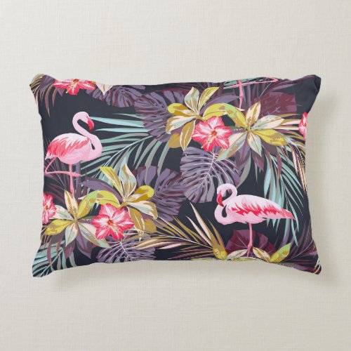 Flamingo Tropical Summer Seamless Pattern Accent Pillow