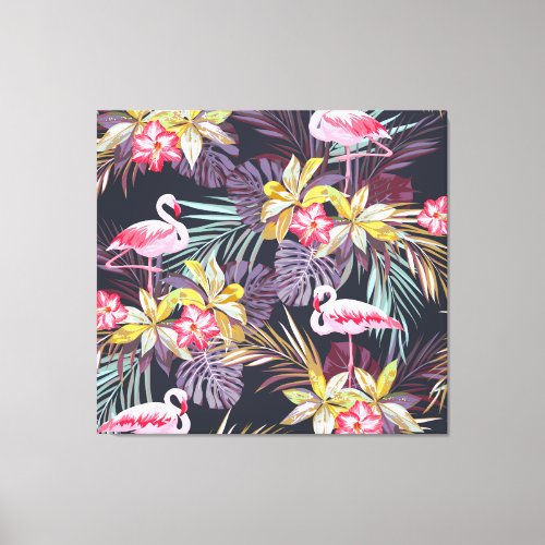 Flamingo Tropical Summer Seamless Pattern Canvas Print