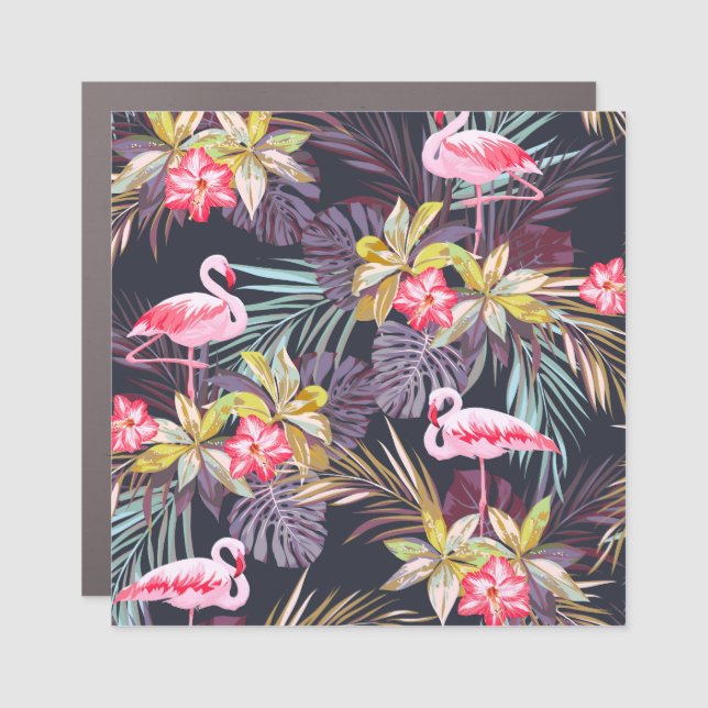 Flamingo Tropical: Summer Seamless Pattern Car Magnet (Front)