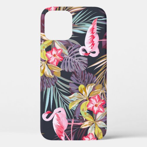 Flamingo Tropical Summer Seamless Pattern iPhone 12 Case